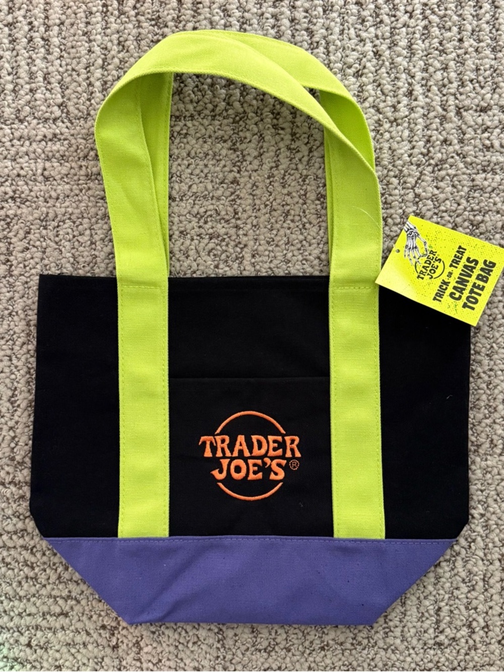 NWT Trader Joe's Mini Tote - Halloween - Green-Purple-Black